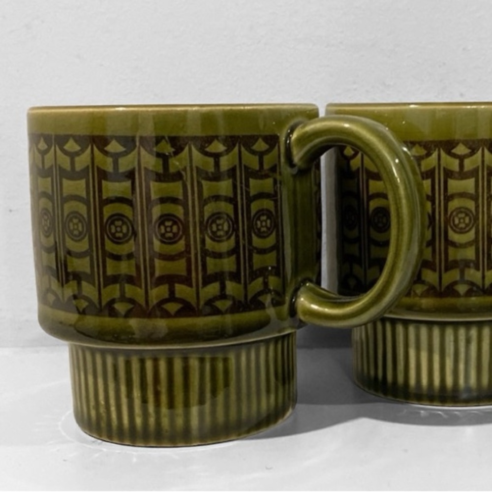 Vintage Green Stackable Mugs